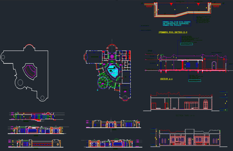 دانلود فایل اتوکد نقشه معماری کلاب هاوس با فرمت DWG برای نرم‌افزار AutoCAD | Club House Architectural Drawing